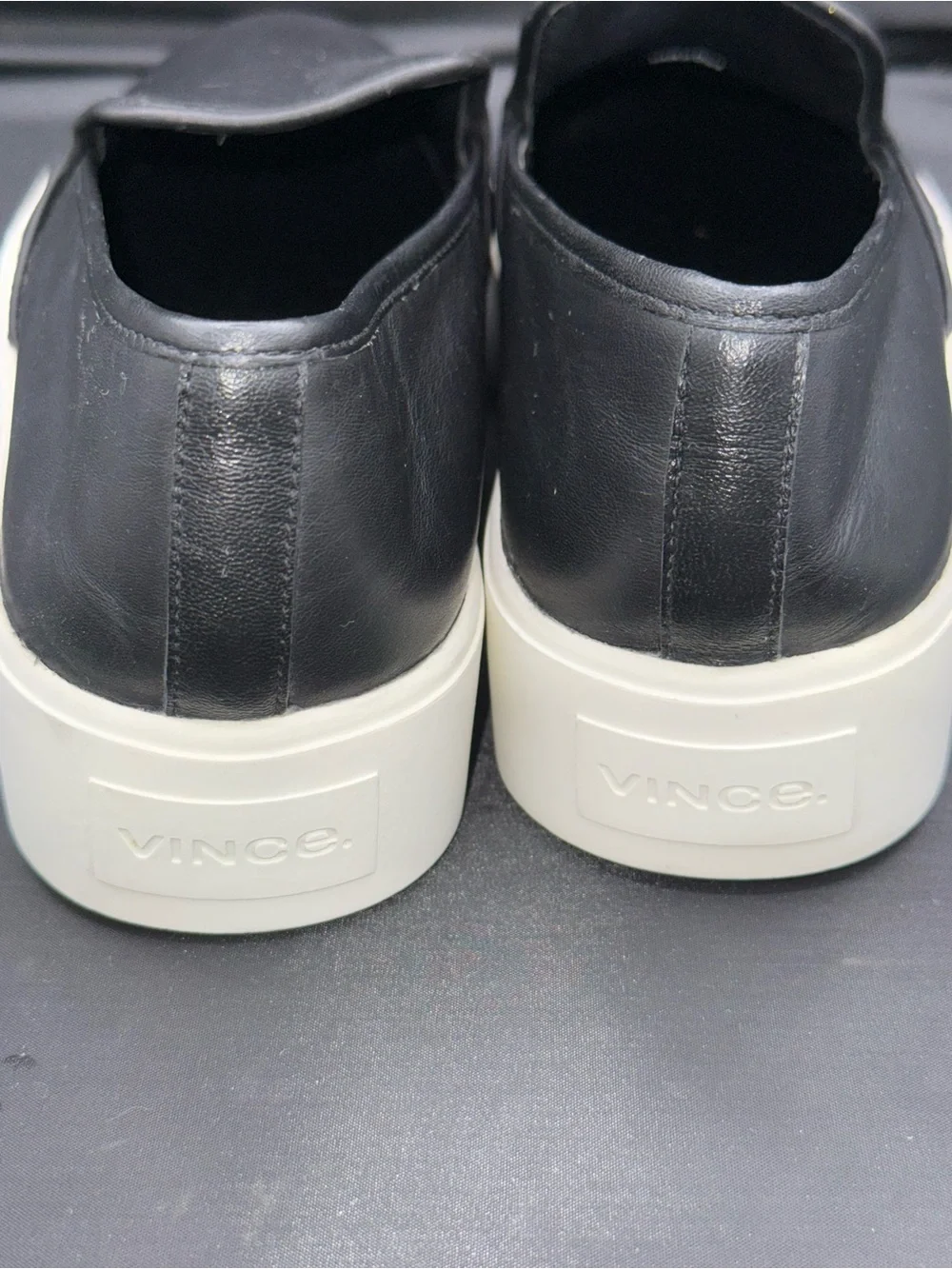 Vince Warren Black Leather Platform Slip On Sneakers 8 M Minimalist Quiet Lux
